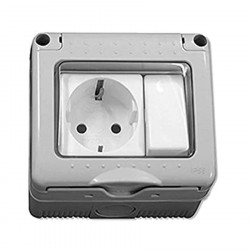 Base luz schuko + interruptor estanca serie 34