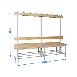 Banco de vestuario con perchas simonlocker tándem bench sr 8/1000