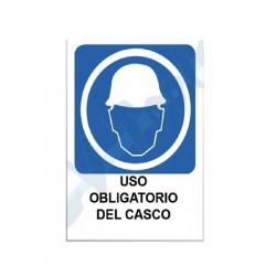 Cartel pvc "uso obligatorio del casco" 21x29