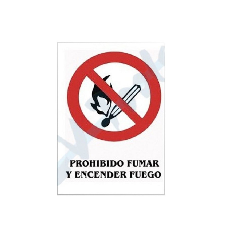 Cartel pvc 21X29 prohibido fumar y encender fuego