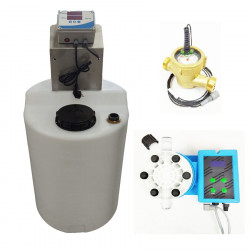 Conjunto para medicación en agua con bomba inyectora y contador de impulsos de 1-1/4"